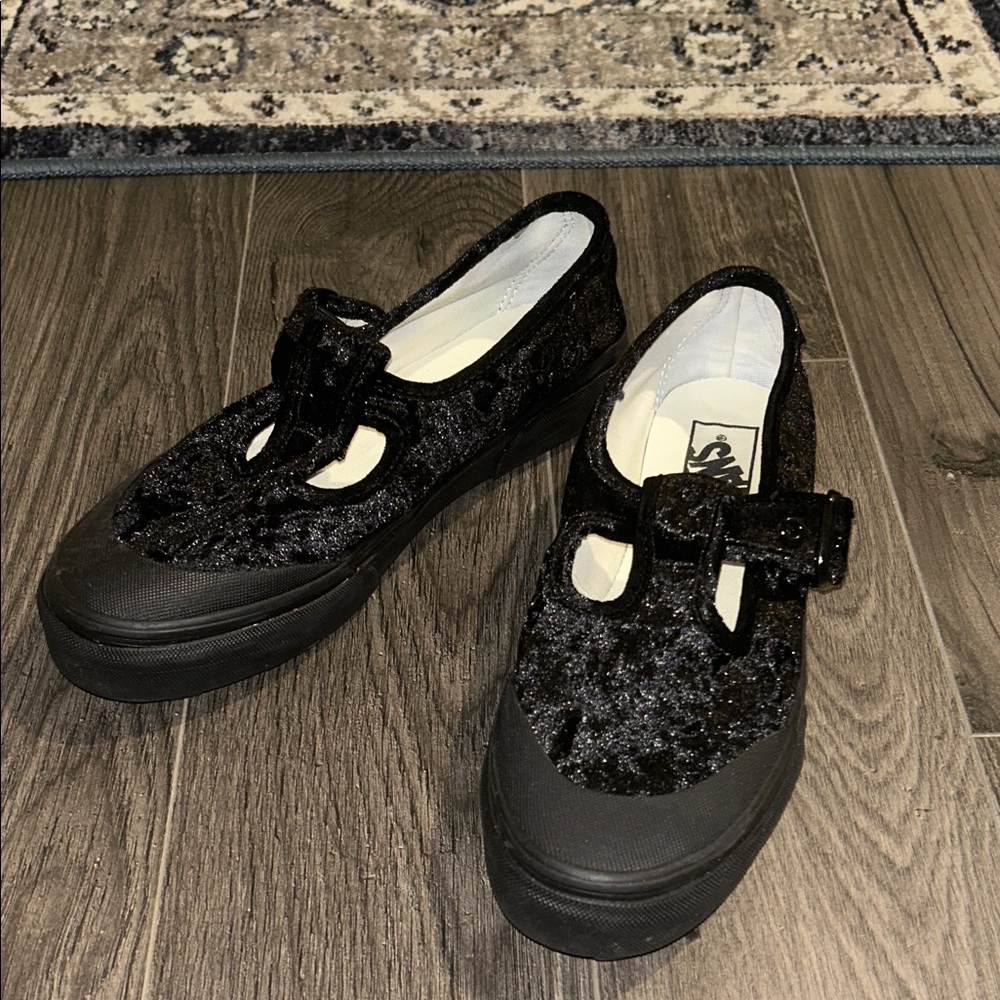 Vans Black Velvet Textured Mary Jane Shoes